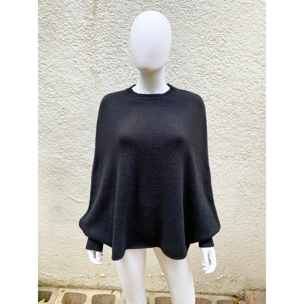 CO COLLECTION BLACK CASHMERE BLEND PONCHO SWEATER